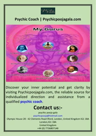 Psychic Coach  Psychicpoojagala.com