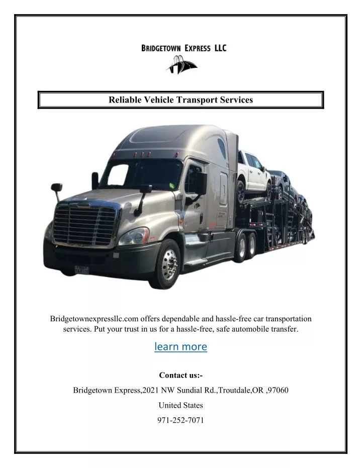 reliable vehicle transport services