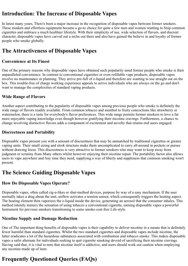 introduction the increase of disposable vapes