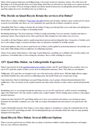 Quad Bike Employ in Dubai: Unleash Your Inner Daredevil and Investigate the Dese