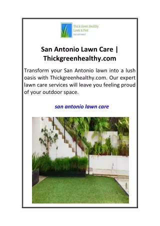 San Antonio Lawn Care  Thickgreenhealthy.com