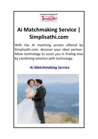 Ai Matchmaking Service  Simplisathi.com