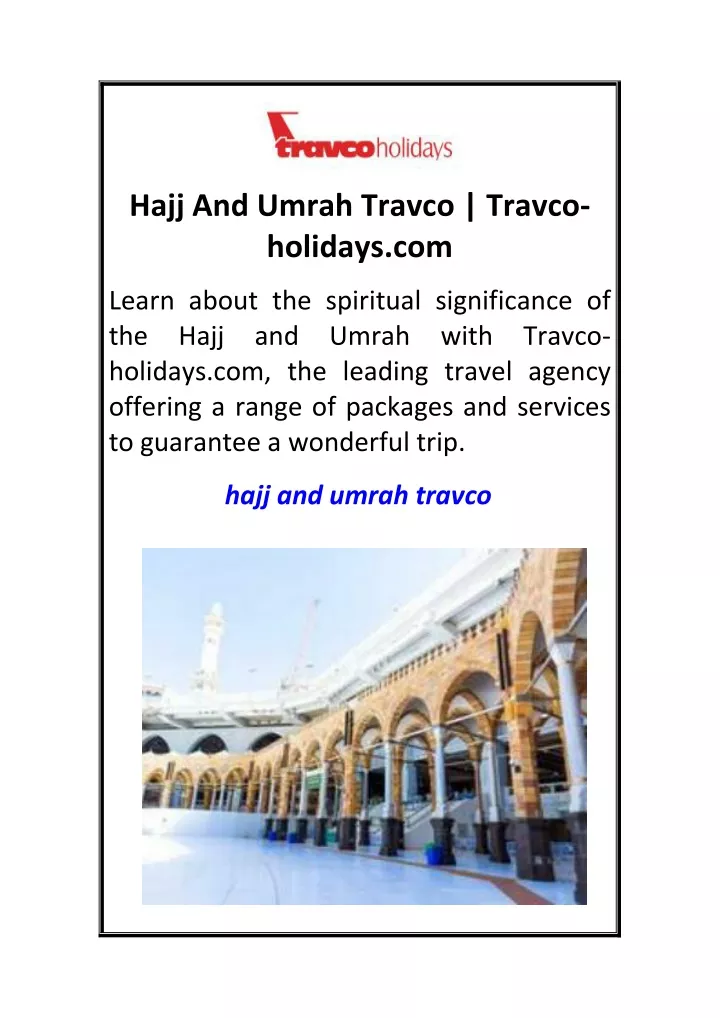 hajj and umrah travco travco holidays com