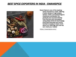 Best Spice Exporters in India - swanispice