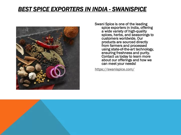 best spice exporters in india swanispice