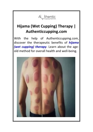 Hijama (Wet Cupping) Therapy  Authenticcupping.com