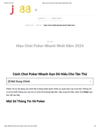 Cách Chơi Poker Nhanh Gọn Dễ Hiểu Cho Tân Thủ