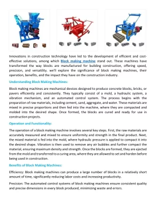 Empowering Construction The Concrete Block Making Machine Revolution