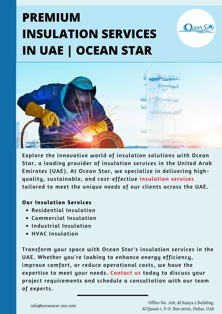 premium insulation services in uae ocean star