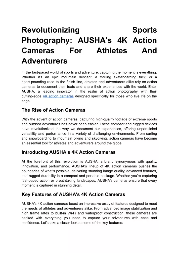 revolutionizing photography ausha s 4k action