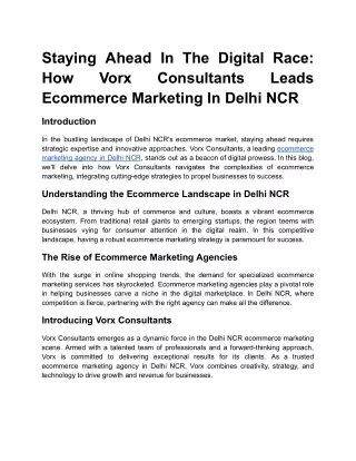 Staying Ahead In The Digital Race_ How Vorx Consultants Leads Ecommerce Marketing In Delhi NCR