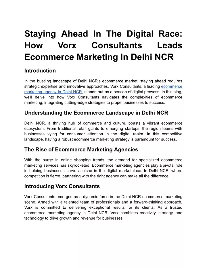 staying ahead in the digital race how vorx