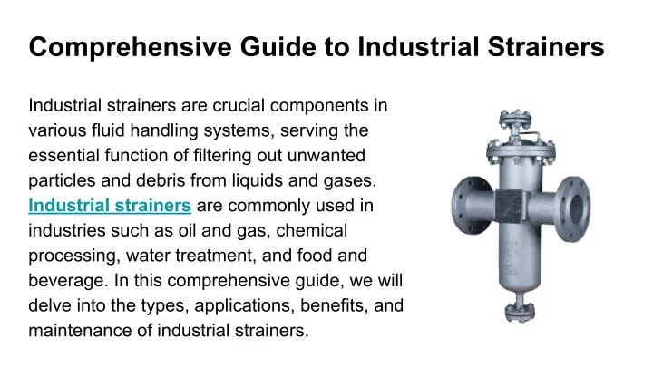 comprehensive guide to industrial strainers