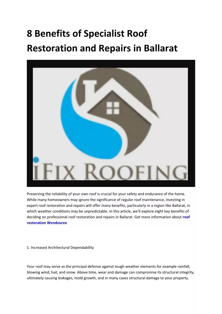 8 benefits of specialist roof restoration