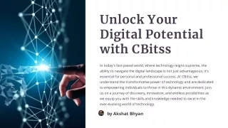Digital Mastery Made Easy - Enroll in CBitss Online Learning Platform