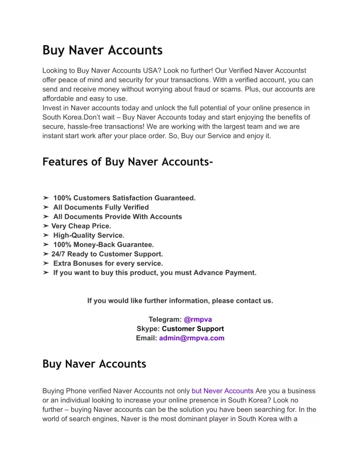 buy naver accounts