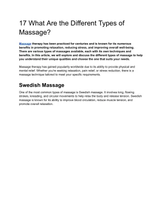 What Are the Different Types of Massage