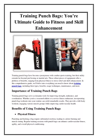 Training Punch Bags You’re Ultimate Guide to Fitness and Skill Enhancement