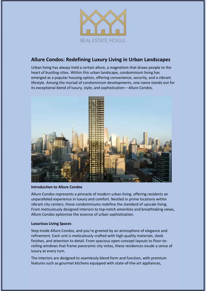 allure condos redefining luxury living in urban