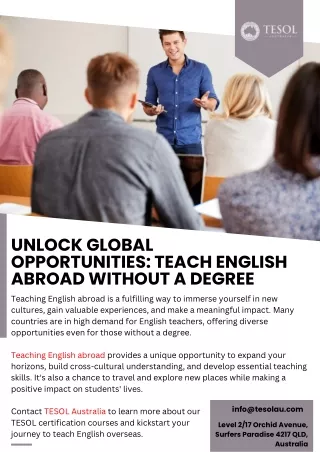 Unlock Global Opportunities: Teach English Abroad without a Degree