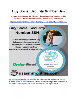 Buy Social Security Number Ssn