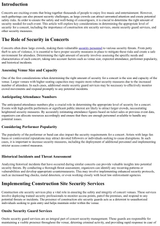 Determining the Right Amount of Security for a Concert: Key Considerations