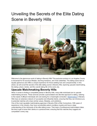 Unveiling the Secrets of the Elite Dating Scene in Beverly Hills