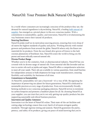 NaturOil: Your Premier Bulk Natural Oil Supplier