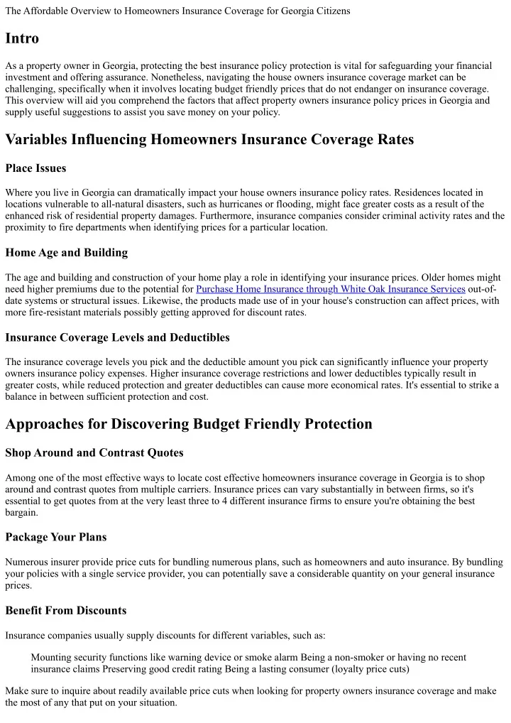 the affordable overview to homeowners insurance