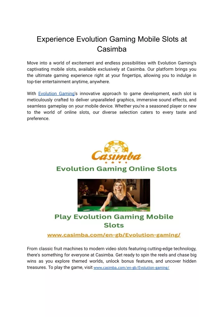 experience evolution gaming mobile slots