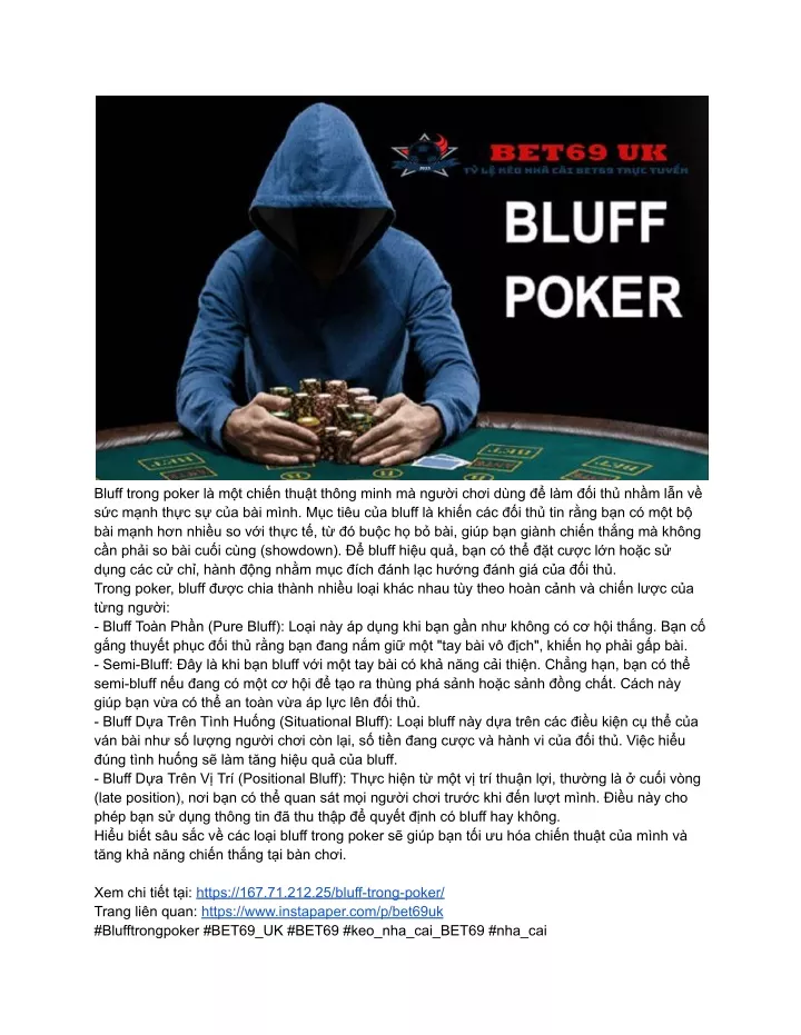 bluff trong poker l m t chi n thu t th ng minh