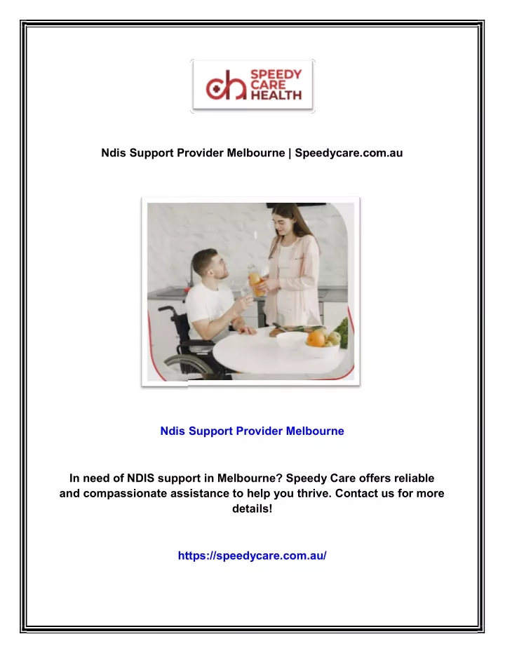 ndis support provider melbourne speedycare