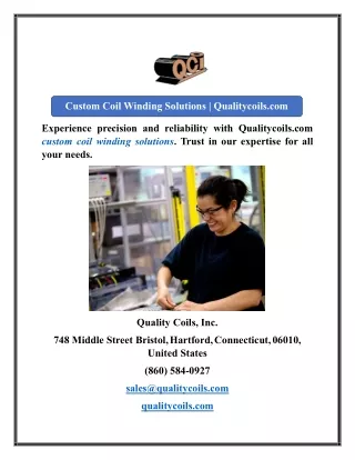 Custom Coil Winding Solutions  Qualitycoils.com