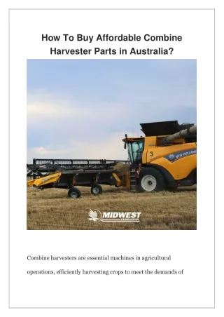 How To Buy Affordable Combine Harvester Parts in Australia?