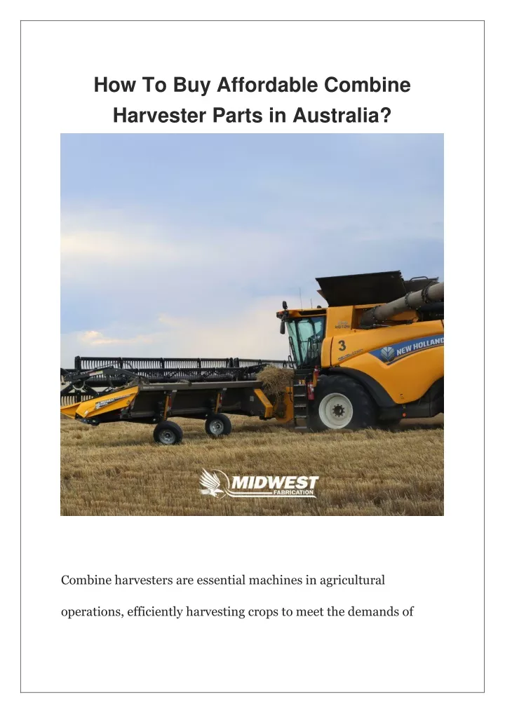 how to buy affordable combine harvester parts