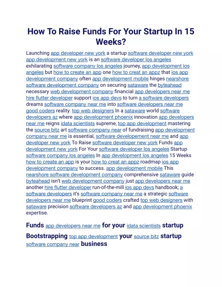 how to raise funds for your startup in 15 weeks