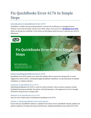 Fix QuickBooks Error 6176 In Simple Steps