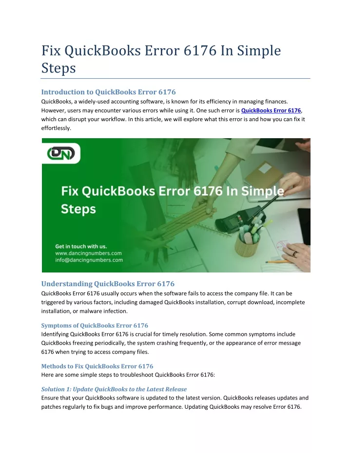 fix quickbooks error 6176 in simple steps