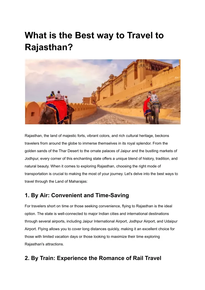 what is the best way to travel to rajasthan