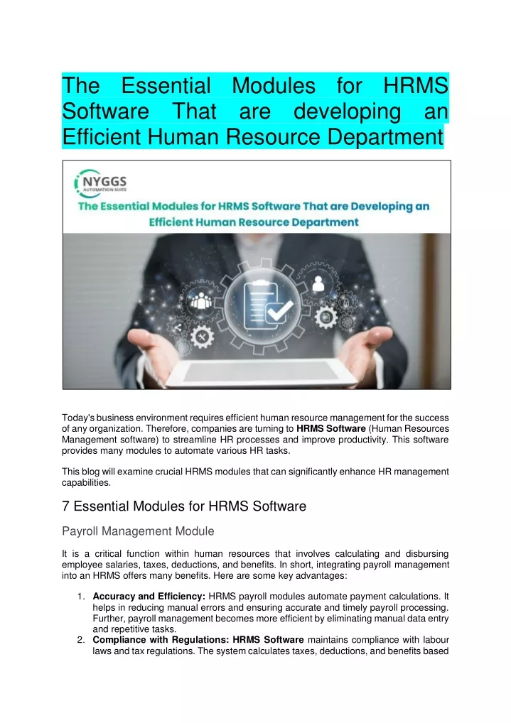 the essential modules for hrms software that