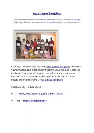 Yoga classes Bangalore