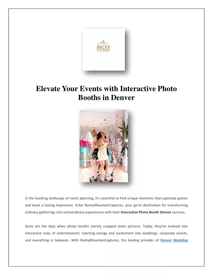 elevate your events with interactive photo booths