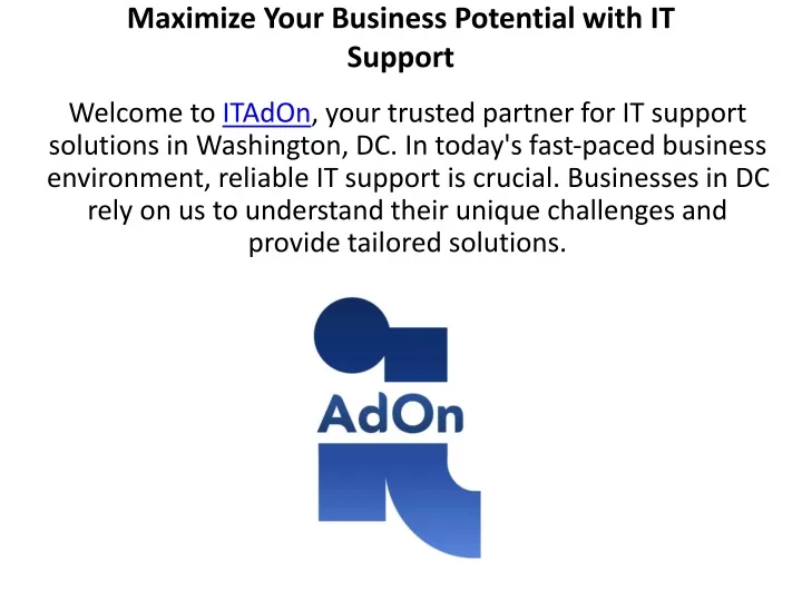 maximize your business potential with it support