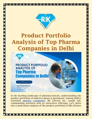 Product Portfolio Analysis of Top Pharma Companies in Delhi