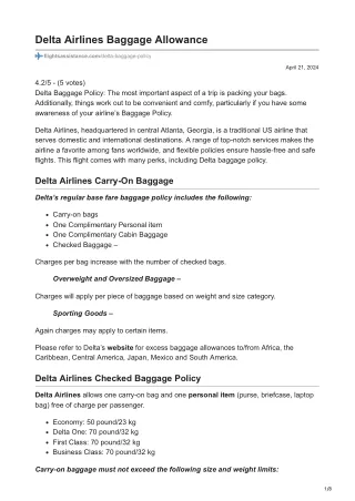 flightsassistance.com-Delta Airlines Baggage Allowance