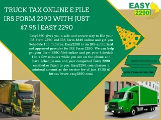 Truck Tax online E File IRS form 2290 with just $7.95 | Easy 2290