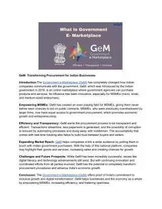 GeM_ Transforming Procurement for Indian Businesses