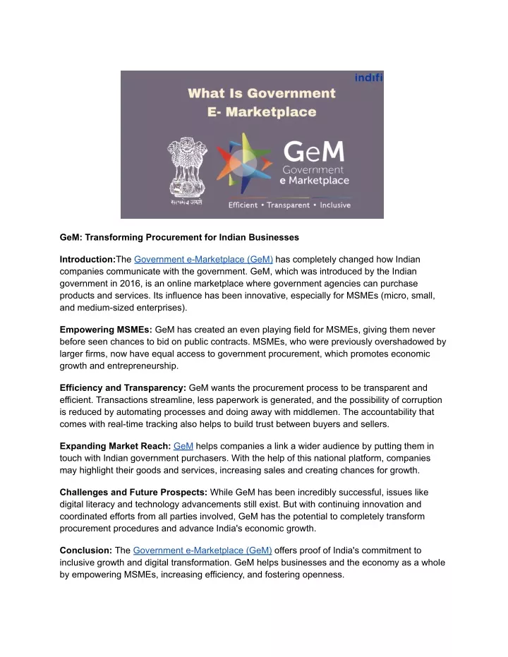 gem transforming procurement for indian businesses