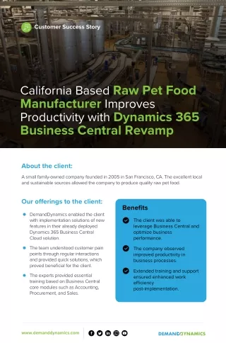 Dynamics 365 Business Central for California-Based Raw Pet Food Manufacturers