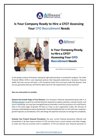 Is Your Company Ready to Hire a CFO? Assessing Your CFO Recruitment Needs